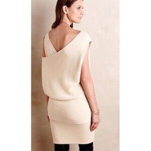 New Womens Designer Tracy Reese Sweater Off Shoulder Asymmetric Cream Soft S NWT